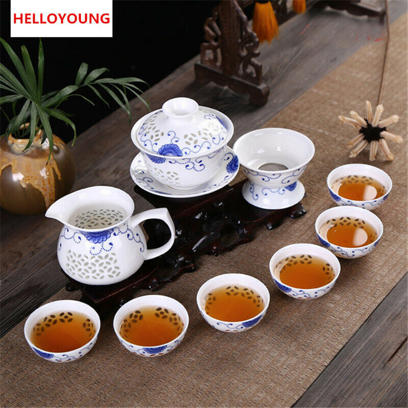 10 Pcs China Kung Fu Tea Set Ceramic Tea Cup Pot Blue and White Bone Tea Service Buy Our Tea