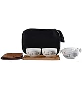 Liang baobao Convenient Teapot Cup Porcelain Teacup White Glazed Travel tea set (Ink Lotus set)