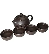 Yixing Clay Teapot 4 Cups Set，Traditional Chinese Kung Fu Tea Set (Black)