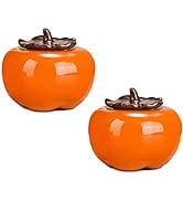 Liang baobao 2pcs Mini Tea Storage Containers ceramic jars with lids persimmon Jar container Oran...