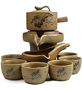 Chinese Gongfu Tea Gift Set Stone-Mill Lotus Design Teapot with 6 Cups Kung Fu Tea Ceremony Party...