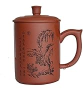 Yixing Purple Sand Clay Tea Cup 500ml Chinese Zisha Teacups Handle Lip Mugs (Red)