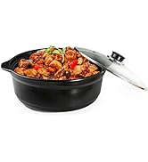 Casserole Dish with Lid 3 Quart Large Deep Ceramic Casserole Dish Glass Lid Clear Dual Handles fo...