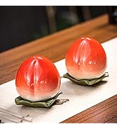 Liang baobao 2pcs Mini Tea Storage Containers Ceramic Longevity Peach Jar for Tea Coffee Food Her...