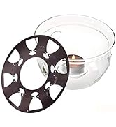 Teapot Warmer with Stainless Steel Plate Handcrafted Clear High Borosilicate Glass Round for 600-...