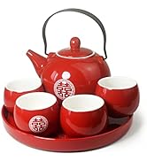 Chinese Tea Gift Set Service Porcelain Tea Pot 4 Cups tray for Adults Men Women Tea Ceremony Wedd...