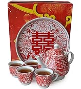 Chinese Tea Gift Set Service Porcelain Tea Pot 4 Cups tray for Adults Men Women Tea Ceremony Wedd...