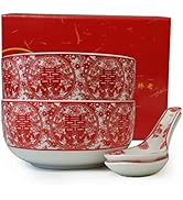 Bowl Spoon Gifts Set Chinese Wedding Party Porcelain Tableware Set (Paper-cut style 囍)