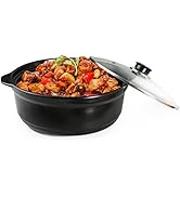 Casserole Dish with Lid 3 Quart Large Deep Ceramic Casserole Dish Glass Lid Clear Dual Handles fo...