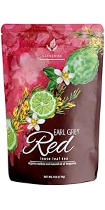earl grey red rooibos bergamot organic loose leaf herbal no caffeine caffeinated te organico verde