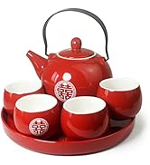 Chinese Tea Gift Set Service Porcelain Tea Pot 4 Cups tray for Adults Men Women Tea Ceremony Wedd...