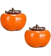 Liang baobao 2pcs Mini Tea Storage Containers ceramic jars with lids persimmon Jar container Oran...