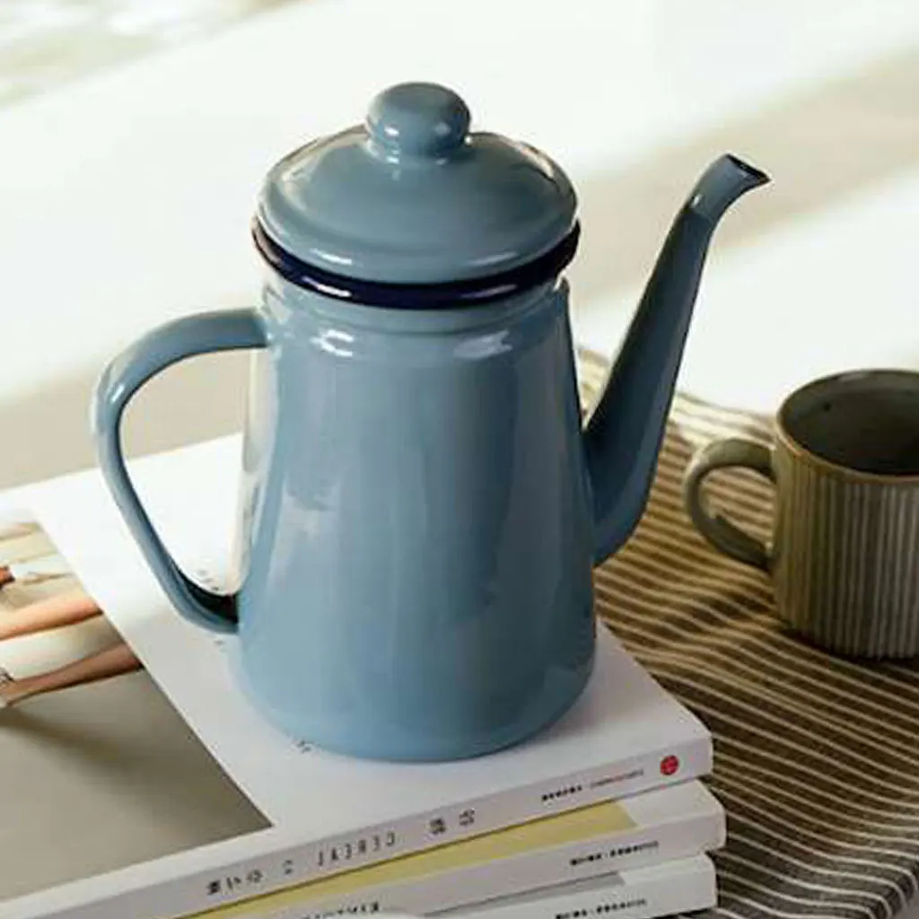 1000ml Enamel Teapot Vintage Loose Leaf Tea Coffee Tea Water Pot Kettle