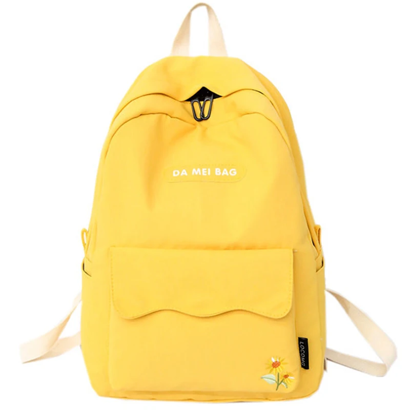 Women Sunflower Embroidery Backpack Pretty Style Backpack Girls School Bags Letter Nylon Backpack Travel Shoulder Bag Satchel