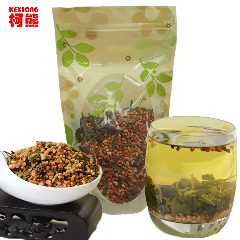  Free Shipping 100g Premium Brown Rice Green Tea Genmaicha Sencha with the rice 