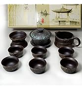 Chinese GongfuTea Gift Set of 9 ,Gaiwan Tea Set Teacup Filter with 6 Cups Kung Fu Tea Ceremony Pa...