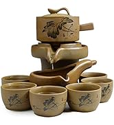 Chinese Gongfu Tea Gift Set Stone-Mill Lotus Design Teapot with 6 Cups Kung Fu Tea Ceremony Party...