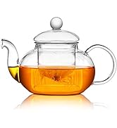 Glass Teapot 20oz with Infuser,Borosilicate Kettle Set Tea Pot for Loose Tea, Flowering Teas ,Sto...