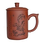 Yixing Purple Sand Clay Tea Cup 500ml Chinese Zisha Teacups Handle Lip Mugs (Red)