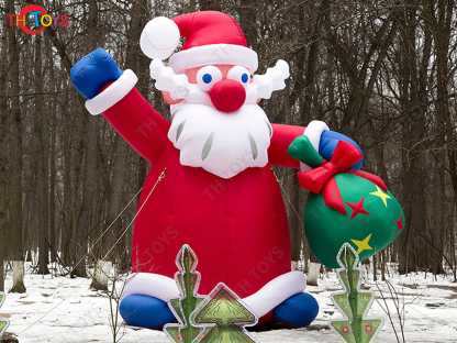 Christmas Man Inflatable Character Santa Claus, outdoor Advertising santa claus Inflatables with gift bag