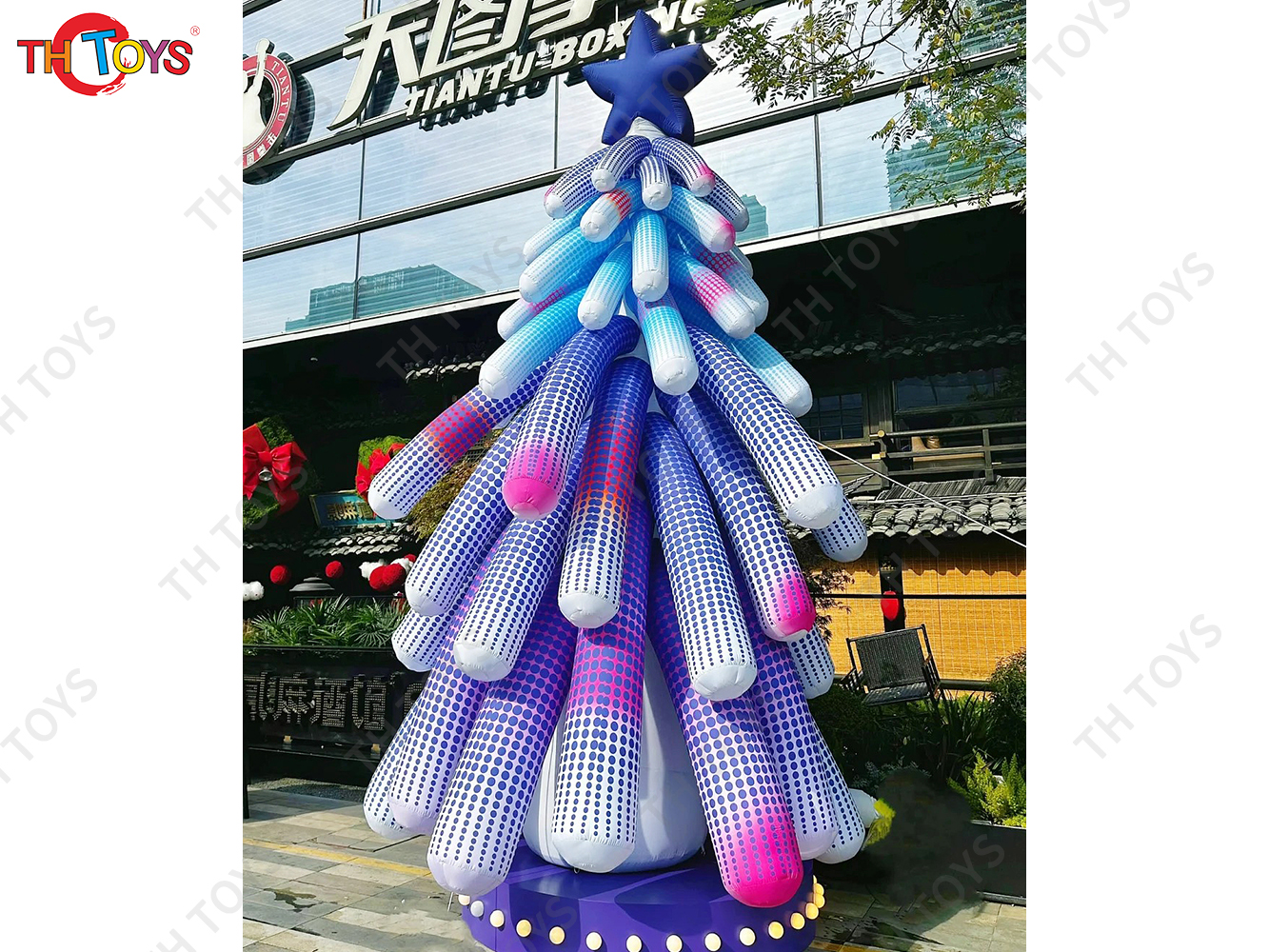 26Ft Tall Inflatable Green Christmas Tree with Multicolor Gift Boxes and Star - Outdoor Indoor Holiday Party Yard Decoration