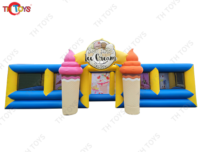 outdoor giant Ice Cream Inflatable Maze, customized inflatable Obstacle maze laser tag games for party