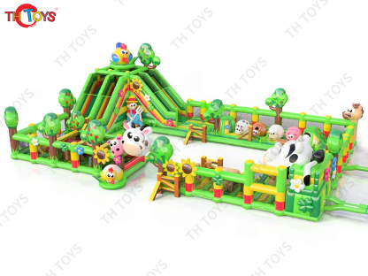 Commercial Giant Inflatable Playground Farm Portable Inflatable Fun City with Slide and Obstacles Customized Theme Bouncer Park
