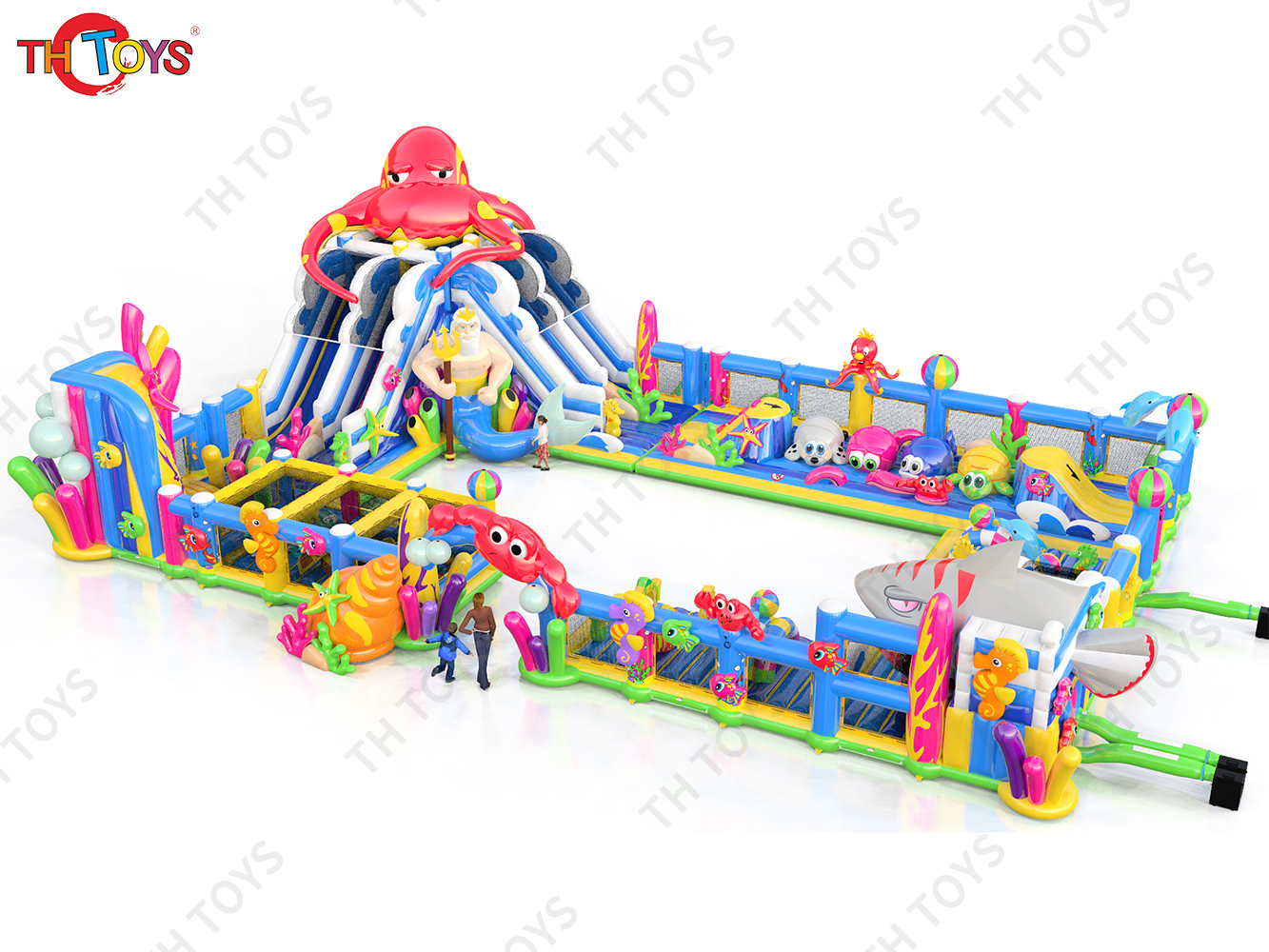 Commercial Giant Inflatable Playground Marine Animal Portable Inflatable Fun City with Slide and Obstacles Customized Theme Bouncer Park