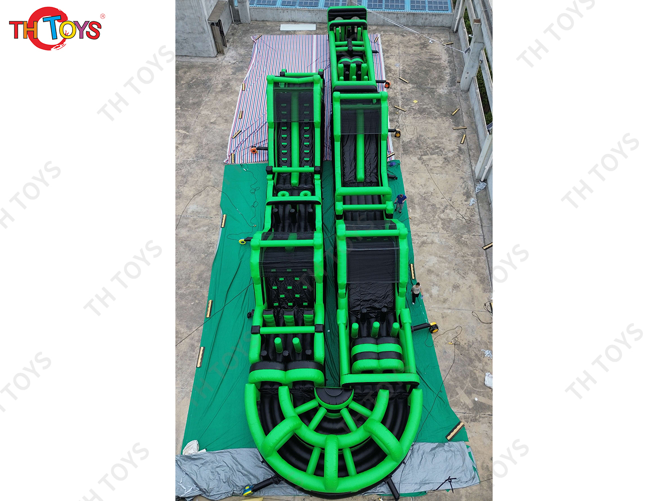 outdoor interactive challenge inflatable obstacle course, team work building sport games inflatable obstacle course bouncy slide