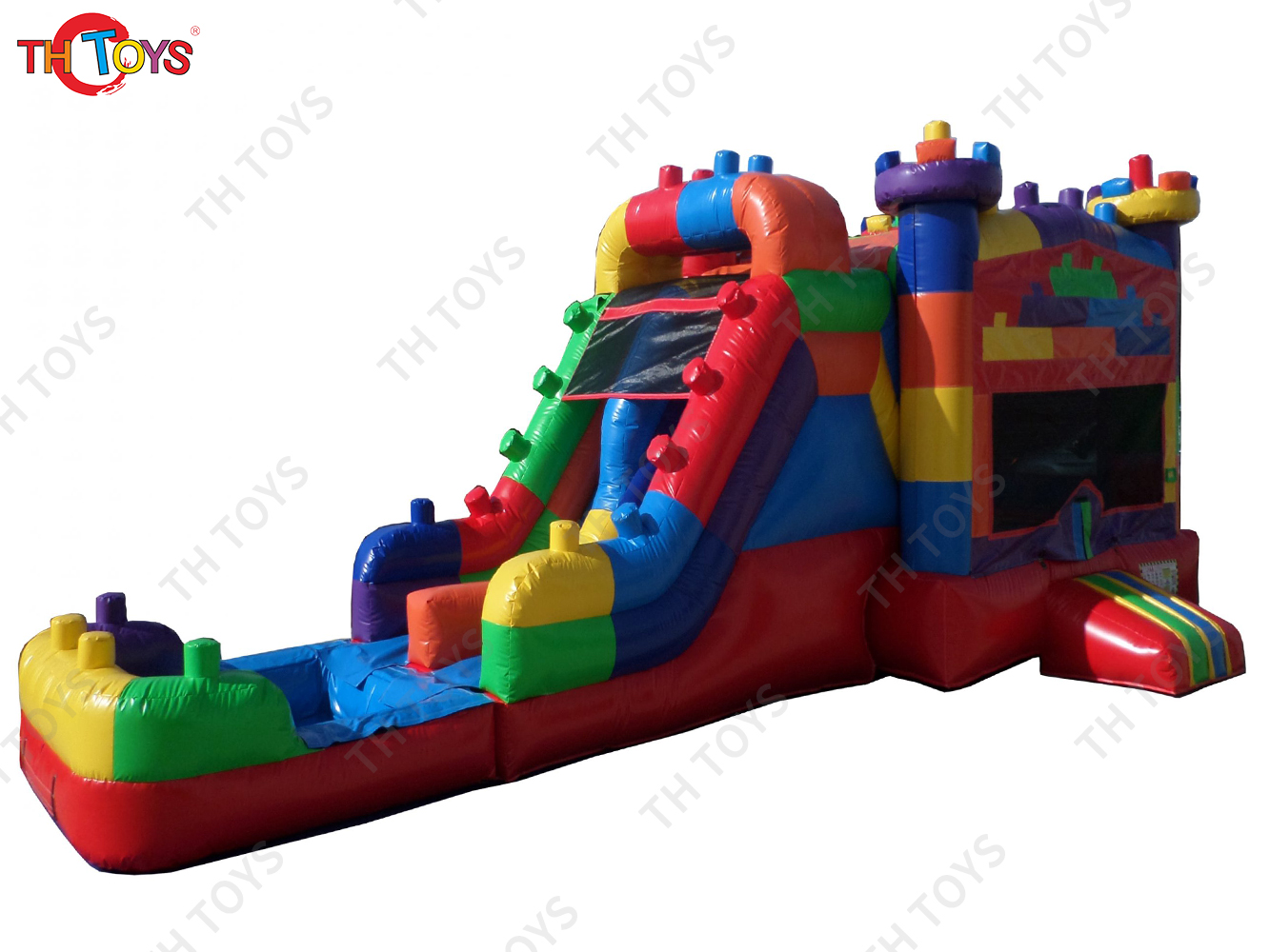 8m 26.5ft long customized inflatable bouncy house with slide, commercial rent bouncy castle with water slide n pool combos