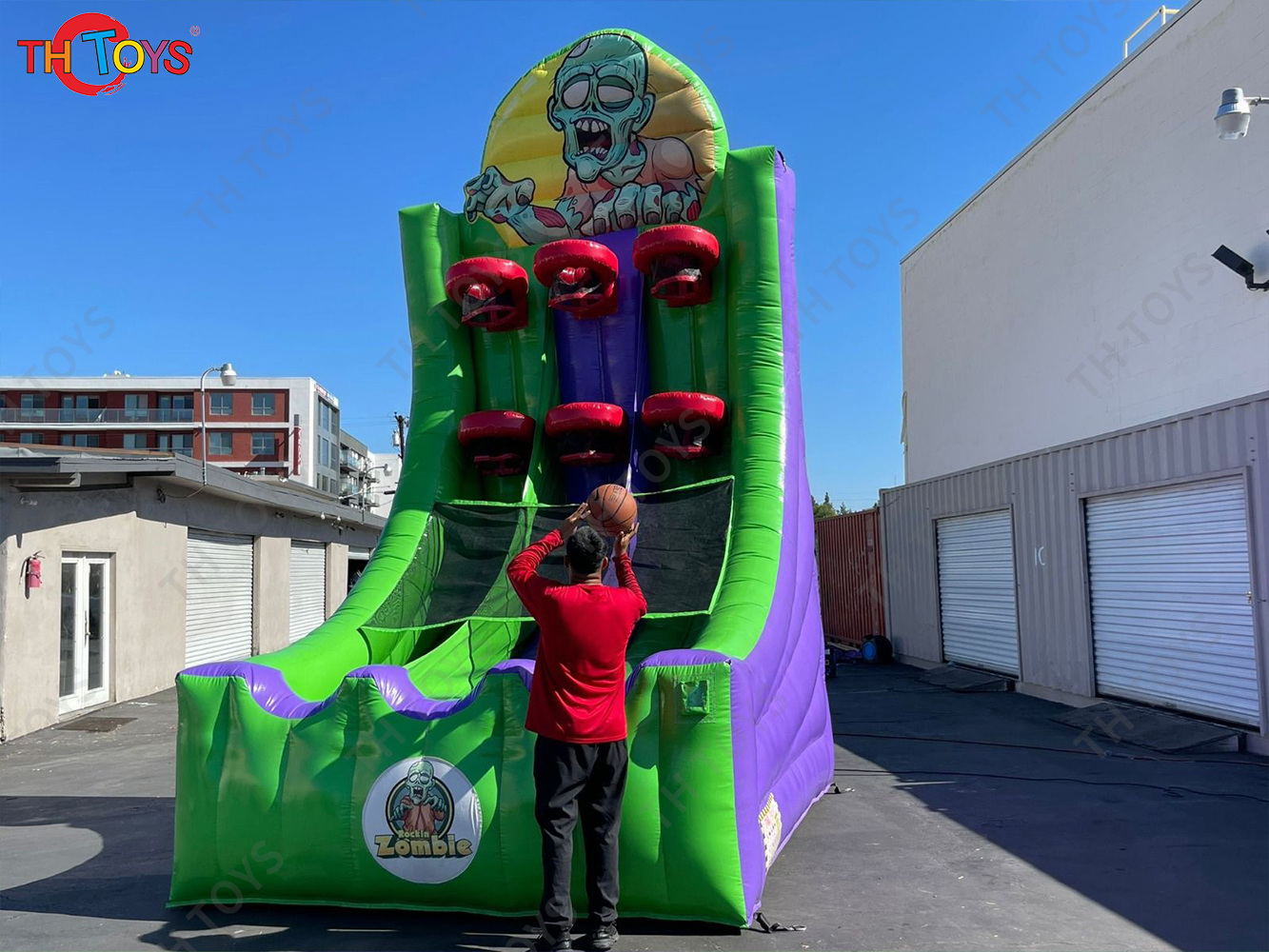 2.5x3.5m Tall Zombie Basketball Challenge Inflatable Basketball Hoop Game