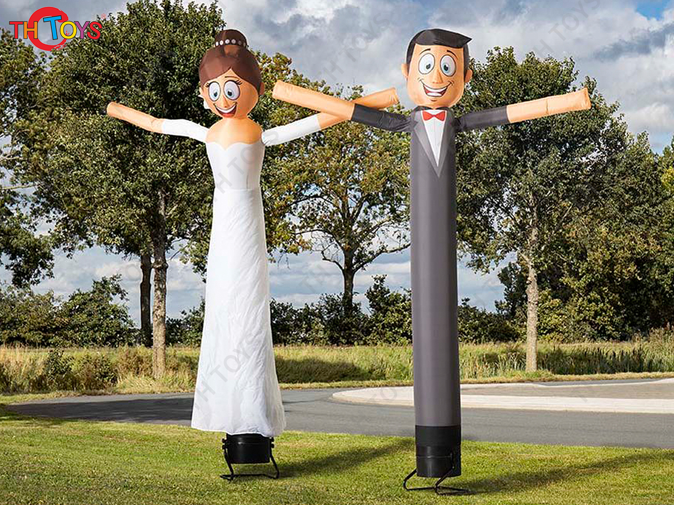 Wedding Decoration Skydancer Bride and Groom Inflatable Air Dancer Sky Dancing Cartoon with Blower