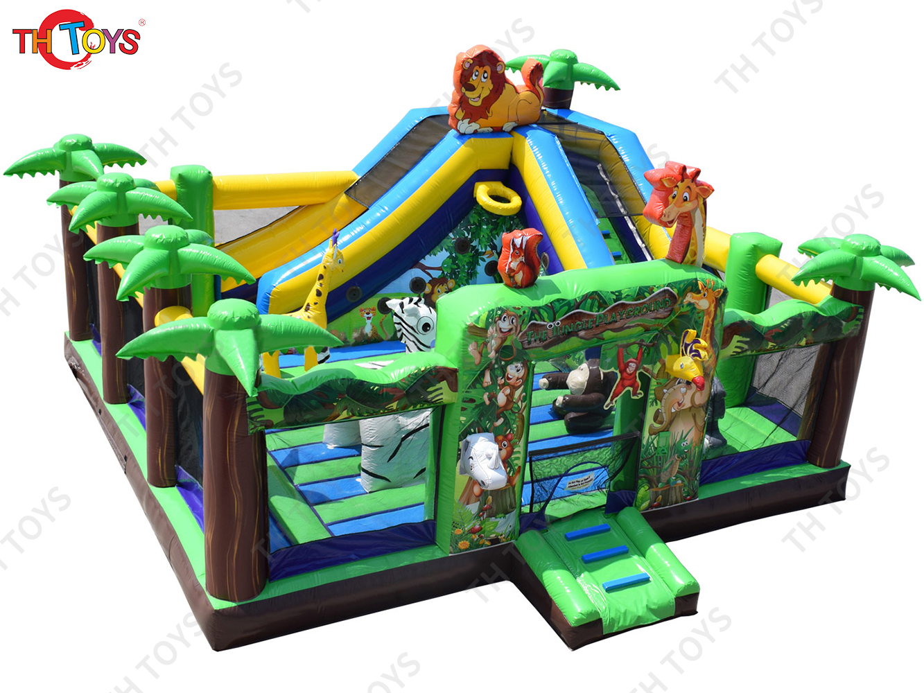 Jungle Bouncer Castle with slides,Large Park Kids Fun City Jungle Animal Inflatable Bounce House for sale