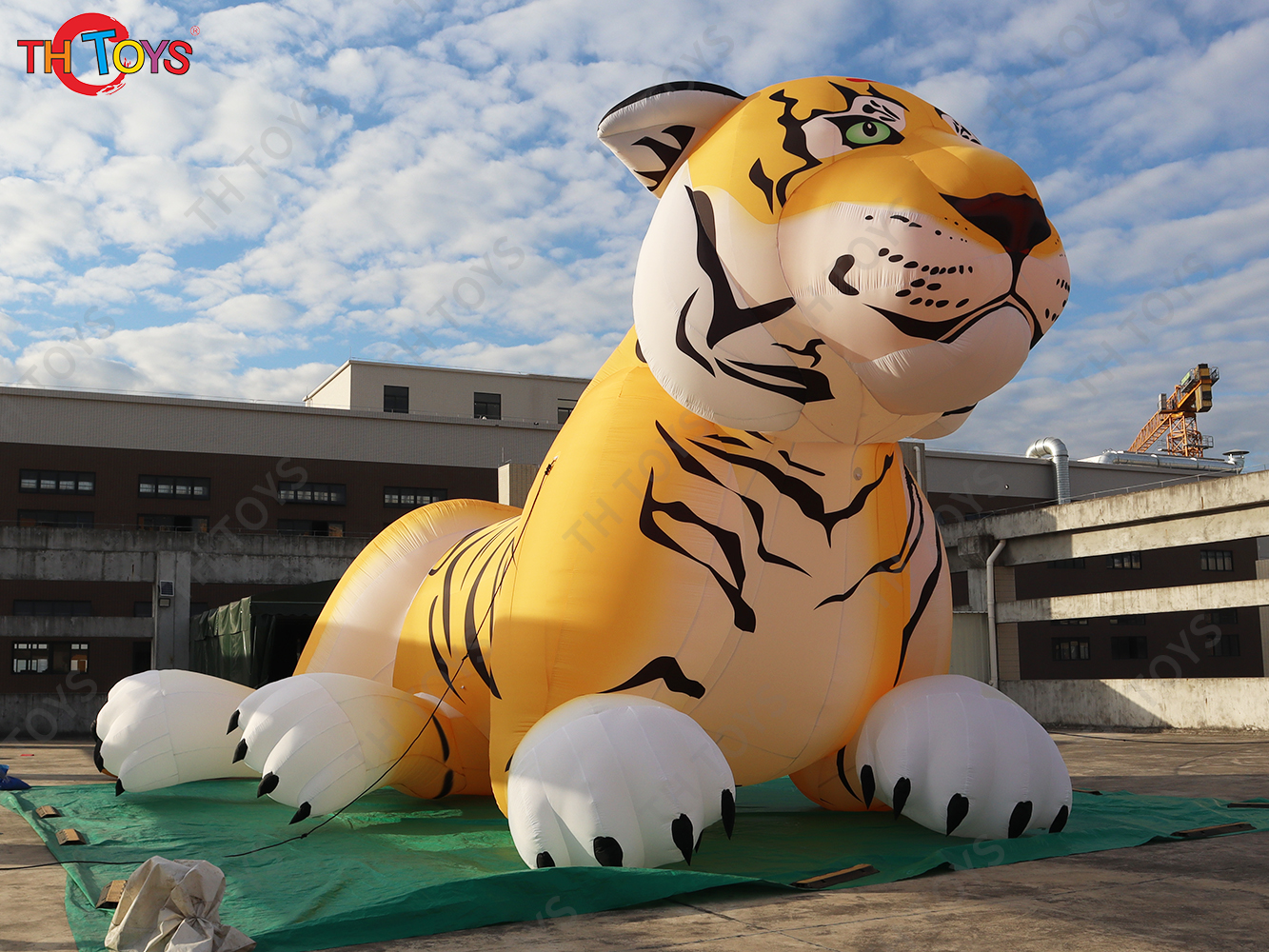 8m 26ft tall Realistic Giant Inflatable Tiger Animal Cartoon Tiger Balloon With Led light