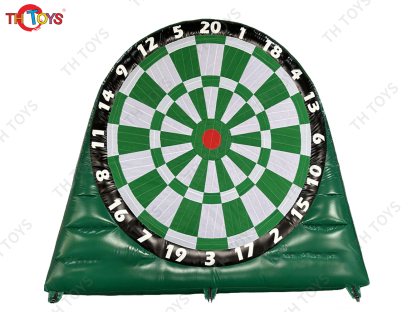 Green Inflatable Target Shooting Carnival Sport Game Commercial Inflatable Football Dart Board Interactive Game Toys with Blower