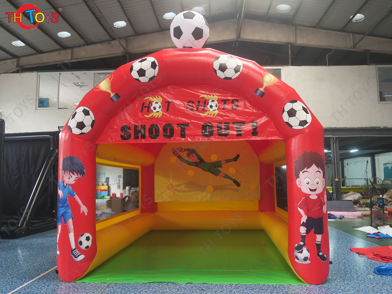 4x3m Inflatable Football Shoot Out Game Inflatable Football Kicking Shooting Goal