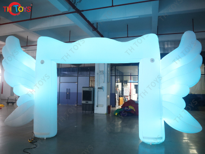 Colorful LED Lightings Inflatable Angel Arch for Night Parties, Adorable Inflatable Arch With Wings for Promotional Activities