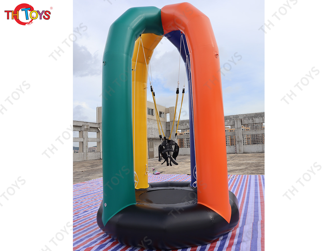 Inflatable Bungee Jump Game Airtight Inflatable Bounce Jumping Trampoline For Kids N Adults