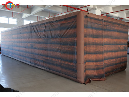 outdoor big inflatable wooden printing Christmas house,inflatable maze laser tag game for sale