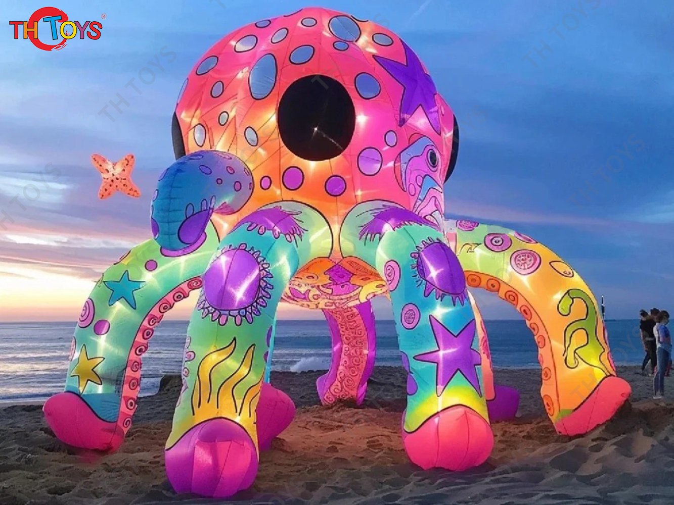 Colorful Fancy Printing Inflatable Octopus Booth with LED Lighting Inflatable Tentacles Stage Tent Background