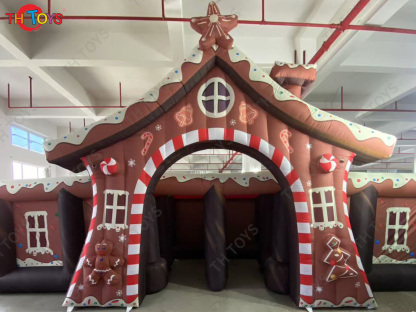 gingerbread Christmas Inflatable Laser Tag Arena, portable Inflatable Maze Games for Christmas party