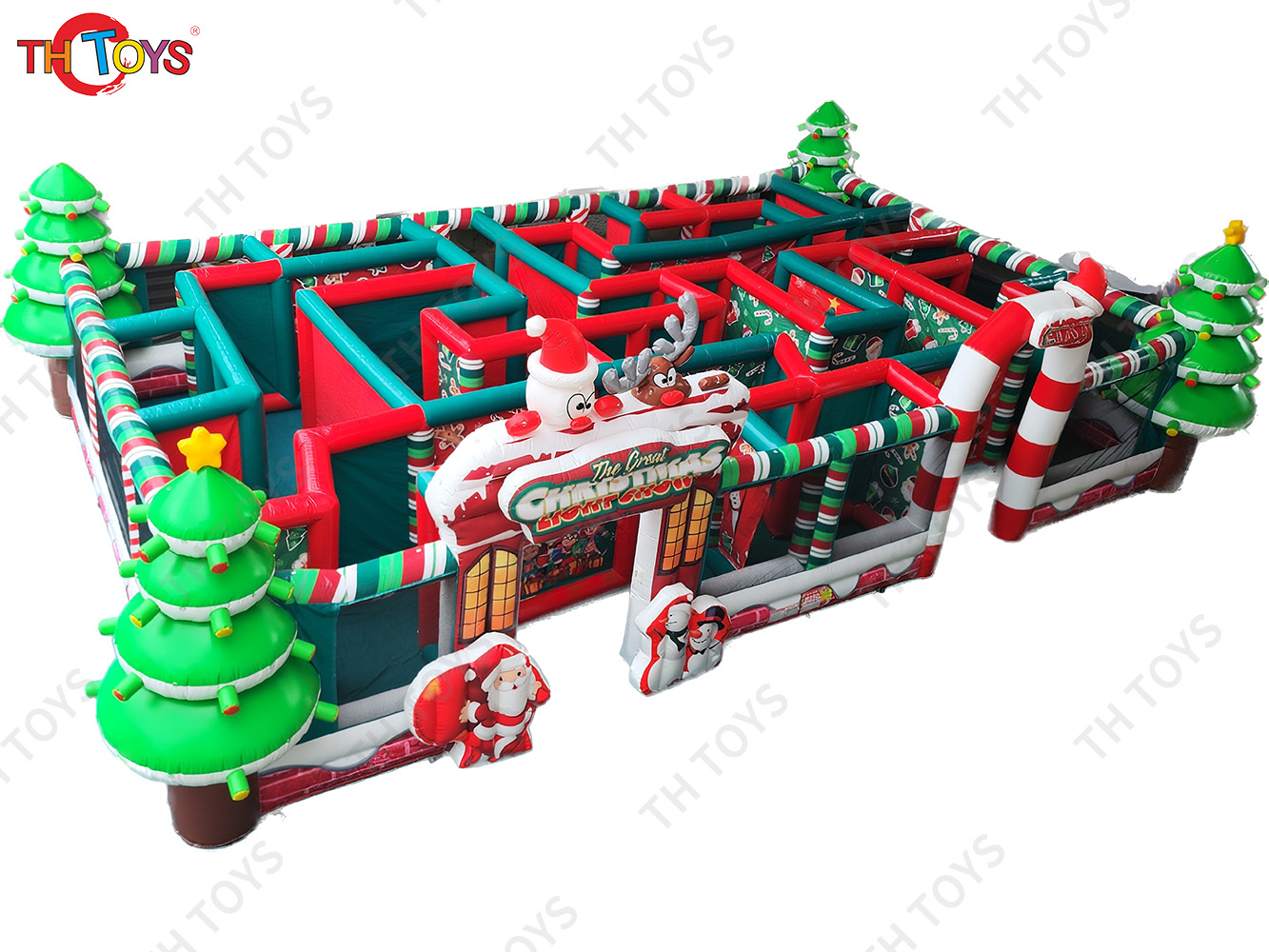 gingerbread Christmas Inflatable Laser Tag Arena, portable Inflatable Maze Games for Christmas party