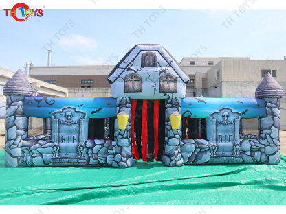 Funny time inflatable huanted Halloween maze, terror inflatable escape room Labyrinth zombie maze