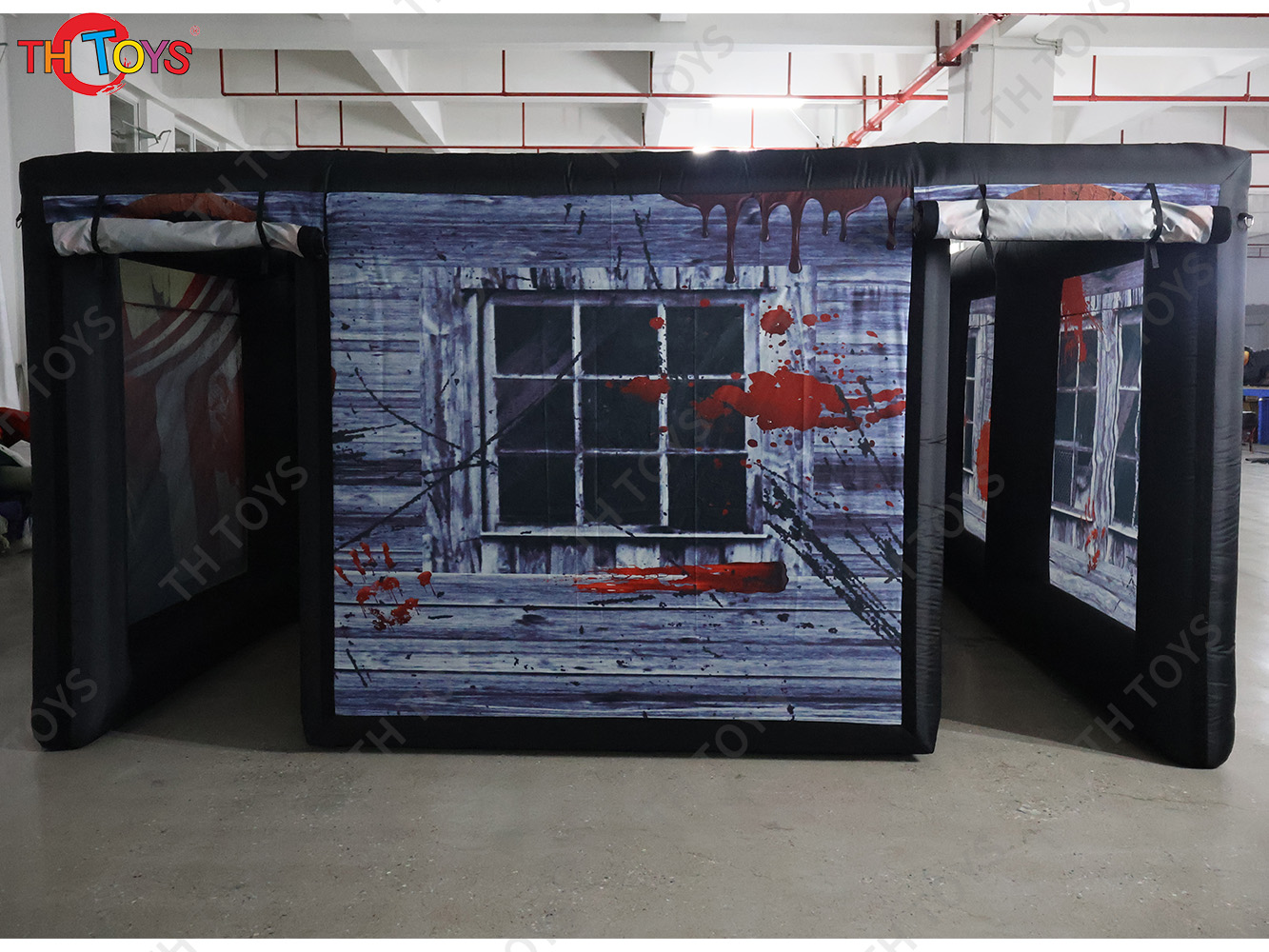 New Design Black Fun Maze Game Large Inflatable Halloween Haunted House Inflatable Haunted Labyrinth Maze for Outdoor Play