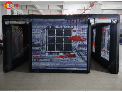 New Design Black Fun Maze Game Large Inflatable Halloween Haunted House Inflatable Haunted Labyrinth Maze for Outdoor Play