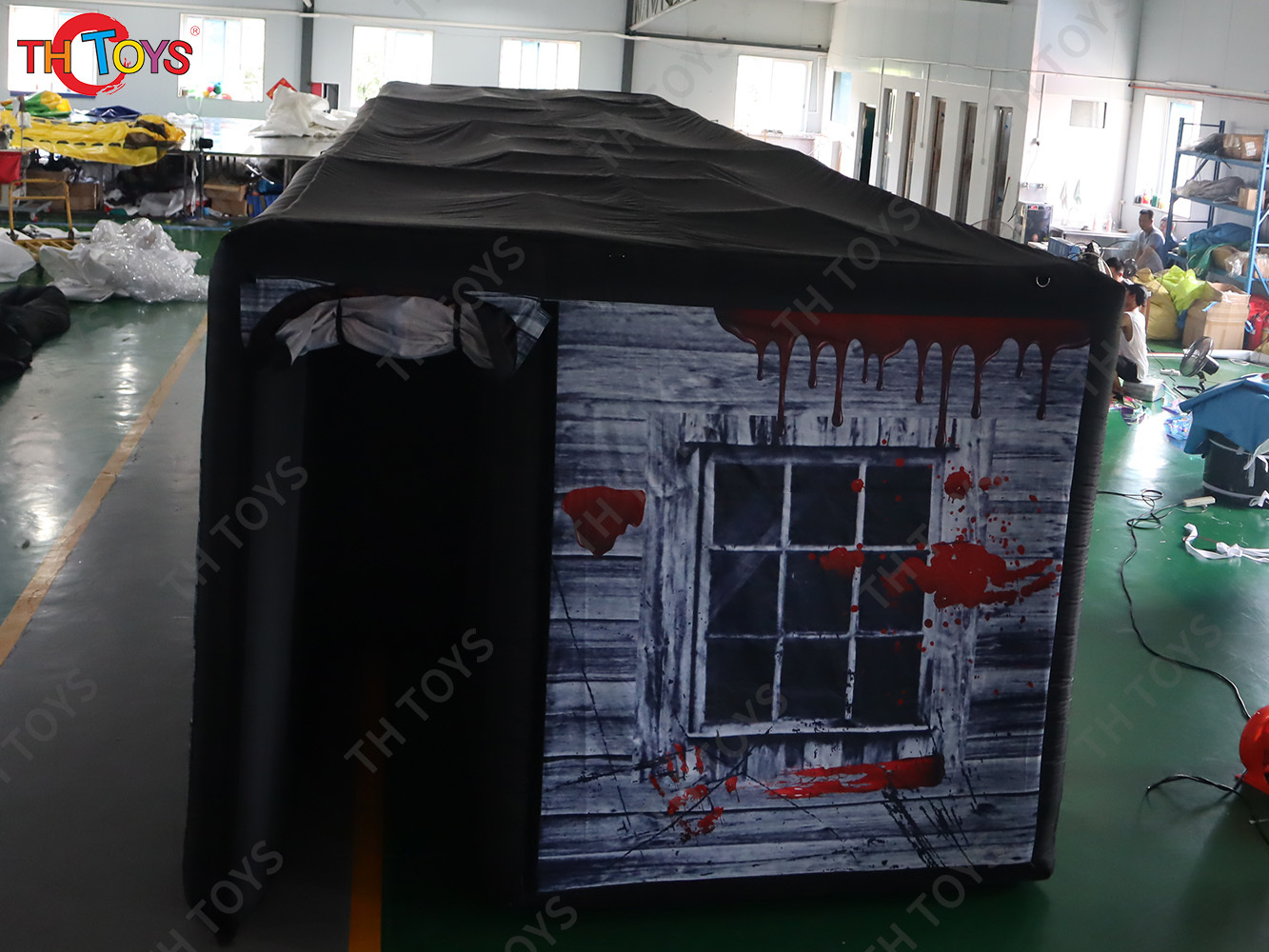 11x3m Halloween Spooky Inflatable Maze Air Blow Up Inflatable Haunted House With Scary Ghost Print Design For Outdoor