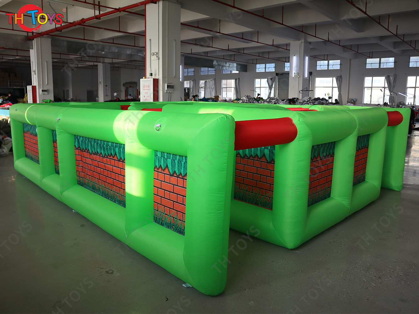 Kids indoor green inflatable funny maze haunted house game