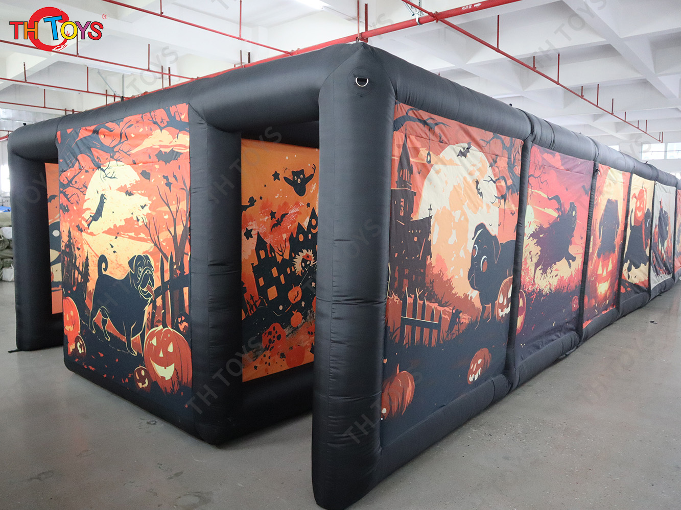 New Design Black Fun Maze Game Large Inflatable Halloween Haunted House Inflatable Haunted Labyrinth Maze for Outdoor Play