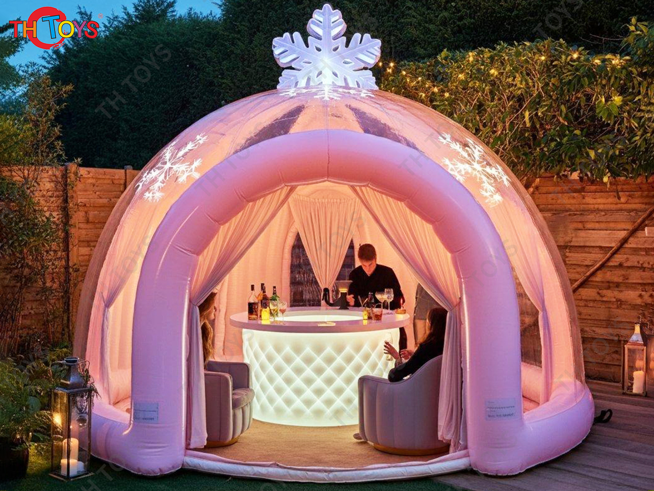 Outdoor Giant Transparent Inflatable Ice Bar Tent Blow Up Dome Tent with LED Lighting for Carnival Party