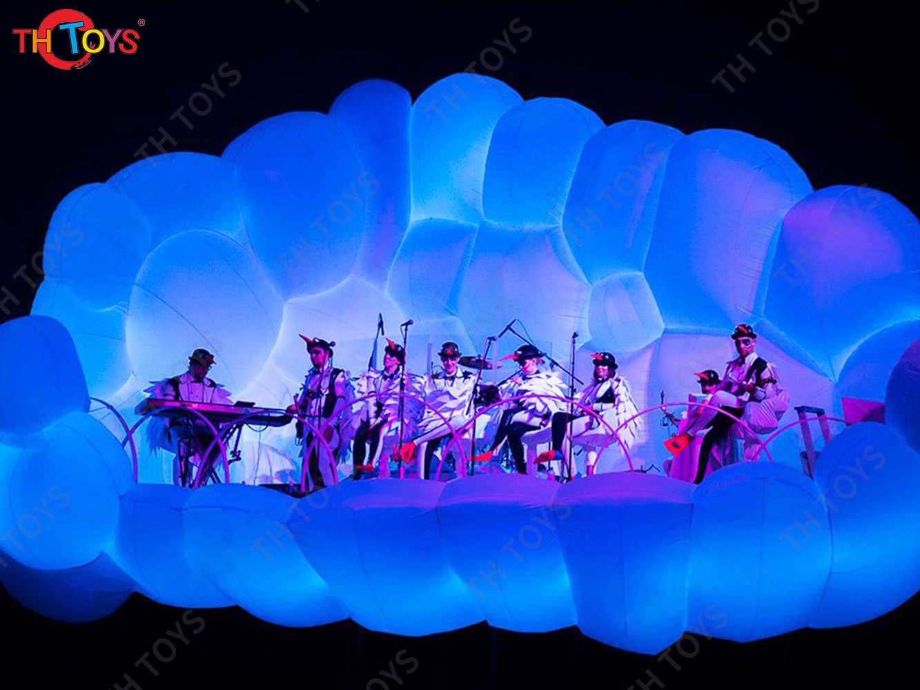 Inflatable Pearl Shell Stage Tent for Concert White Shell Tent with Colorful Lighting Blower